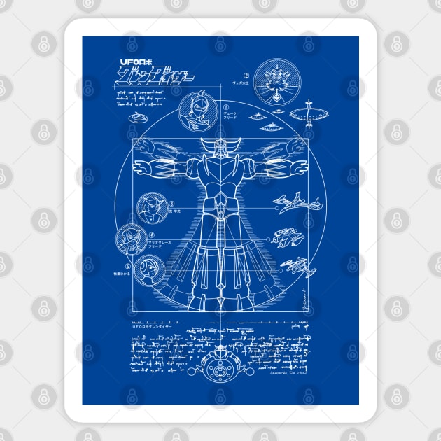 240 Grendizer Blueprint Magnet by Yexart